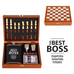 Комплект манерка с шах и аксесоари “The best BOSS”